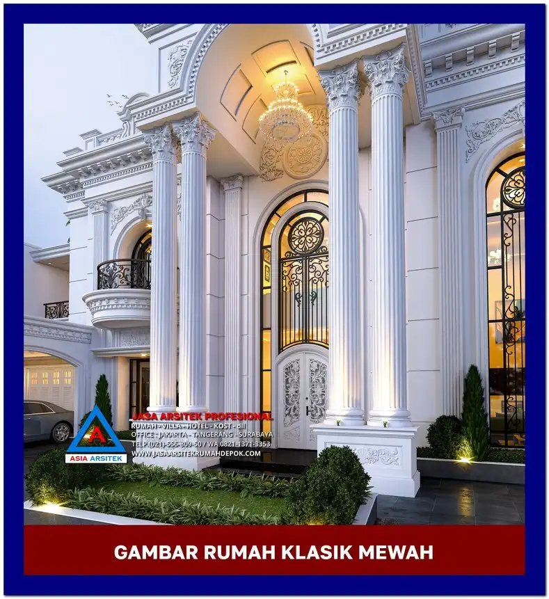 pilar rumah Gambar Desain Rumah Klasik Eropa 2 Lantai di lahan 24x35 meter, gambar rumah klasik, desain rumah klasik, model rumah klasik, rumah klasik elegan, inspirasi rumah klasik, contoh rumah klasik