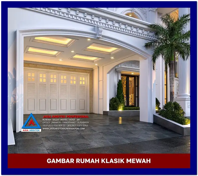 carport Gambar Desain Rumah Klasik Eropa 2 Lantai di lahan 24x35 meter, gambar rumah klasik, desain rumah klasik, model rumah klasik, rumah klasik elegan, inspirasi rumah klasik, contoh rumah klasik