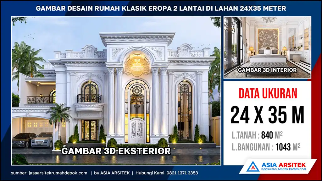 hd Gambar Desain Rumah Klasik Eropa 2 Lantai di lahan 24x35 meter, gambar rumah klasik, desain rumah klasik, model rumah klasik, rumah klasik elegan, inspirasi rumah klasik, contoh rumah klasik