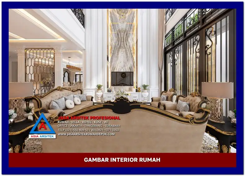 ruang keluarga Gambar Desain Rumah Klasik Eropa 2 Lantai di lahan 24x35 meter, gambar rumah klasik, desain rumah klasik, model rumah klasik, rumah klasik elegan, inspirasi rumah klasik, contoh rumah klasik