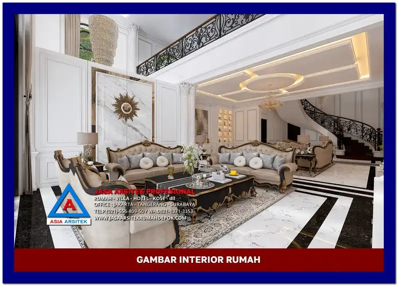 ruang duduk Gambar Desain Rumah Klasik Eropa 2 Lantai di lahan 24x35 meter, gambar rumah klasik, desain rumah klasik, model rumah klasik, rumah klasik elegan, inspirasi rumah klasik, contoh rumah klasik