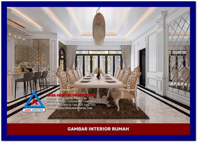 ruang makan Gambar Desain Rumah Klasik Eropa 2 Lantai di lahan 24x35 meter, gambar rumah klasik, desain rumah klasik, model rumah klasik, rumah klasik elegan, inspirasi rumah klasik, contoh rumah klasik