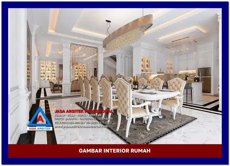 ruang makan Gambar Desain Rumah Klasik Eropa 2 Lantai di lahan 24x35 meter, gambar rumah klasik, desain rumah klasik, model rumah klasik, rumah klasik elegan, inspirasi rumah klasik, contoh rumah klasik