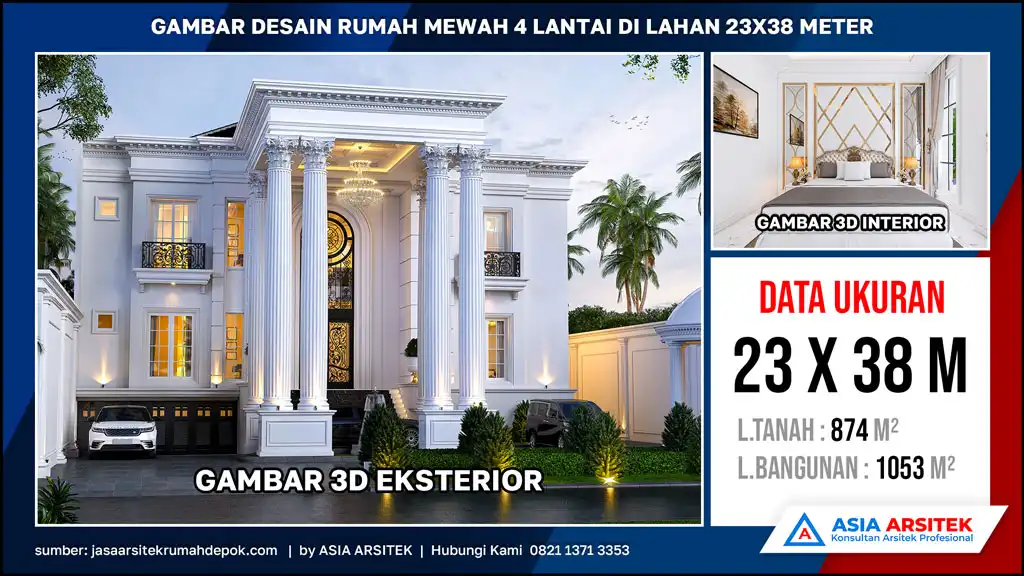 hd Gambar Desain Rumah Mewah 4 Lantai di lahan 23x38 meter, gambar rumah mewah, desain rumah mewah, arsitektur rumah mewah, rumah mewah modern