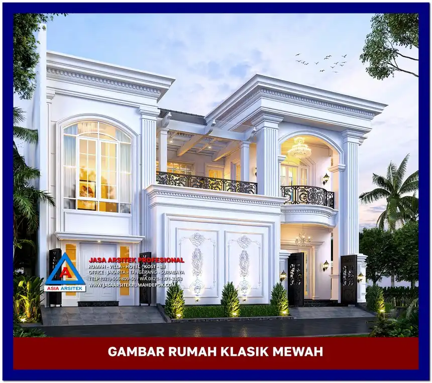 fasad depan Gambar Rumah Klasik 2 Lantai di lahan 13x17 meter, gambar rumah klasik, desain rumah klasik, model rumah klasik, rumah klasik elegan, inspirasi rumah klasik, contoh rumah klasik