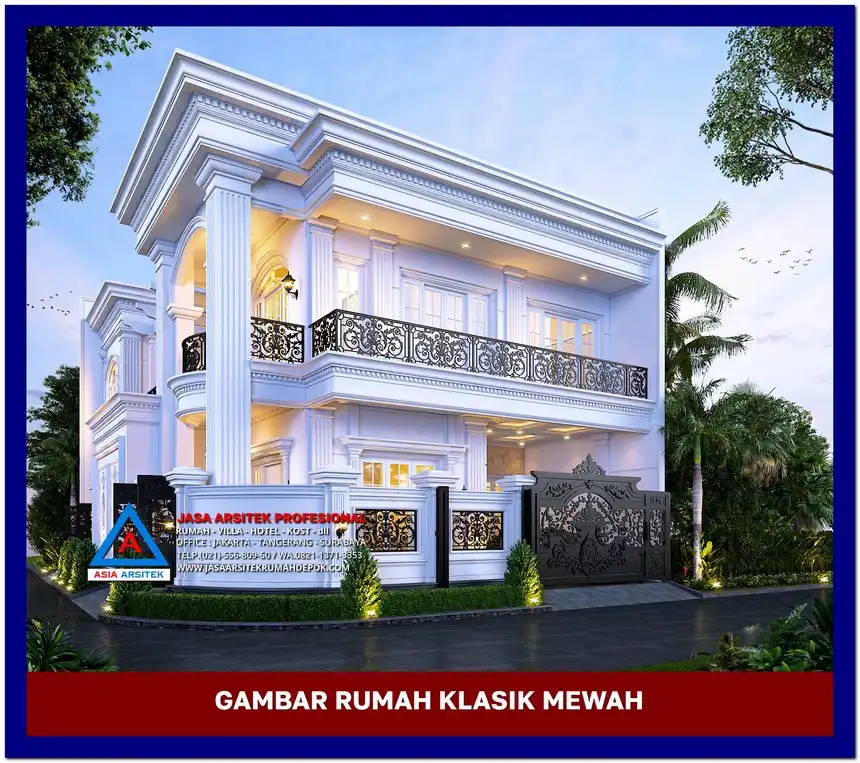 tampak samping kanan Gambar Rumah Klasik 2 Lantai di lahan 13x17 meter, gambar rumah klasik, desain rumah klasik, model rumah klasik, rumah klasik elegan, inspirasi rumah klasik, contoh rumah klasik