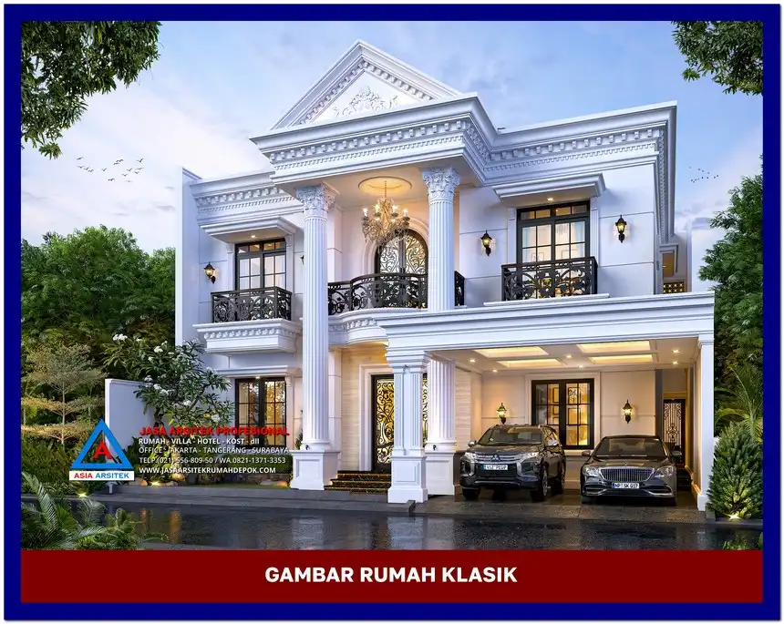 view depan Gambar Rumah Klasik 2 Lantai di lahan 14x19 meter, gambar rumah klasik, desain rumah klasik, model rumah klasik, rumah klasik elegan, inspirasi rumah klasik, contoh rumah klasik