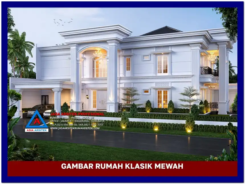 tampak samping kiri Gambar Rumah Klasik Mewah 2 Lantai di lahan 34x24 meter, gambar rumah klasik, desain rumah klasik, model rumah klasik, rumah klasik elegan, inspirasi rumah klasik, contoh rumah klasik