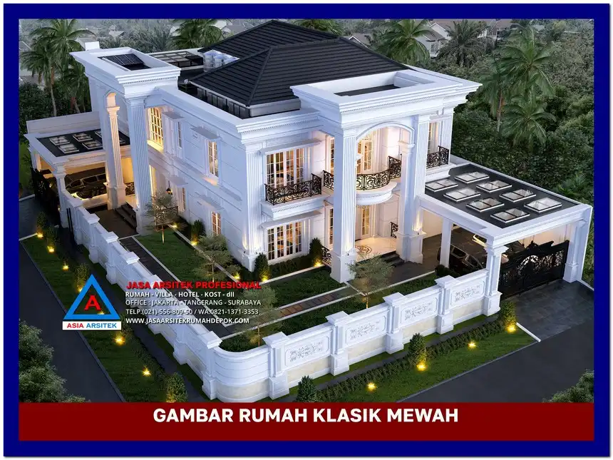 tampak atas rumah Gambar Rumah Klasik Mewah 2 Lantai di lahan 34x24 meter, gambar rumah klasik, desain rumah klasik, model rumah klasik, rumah klasik elegan, inspirasi rumah klasik, contoh rumah klasik