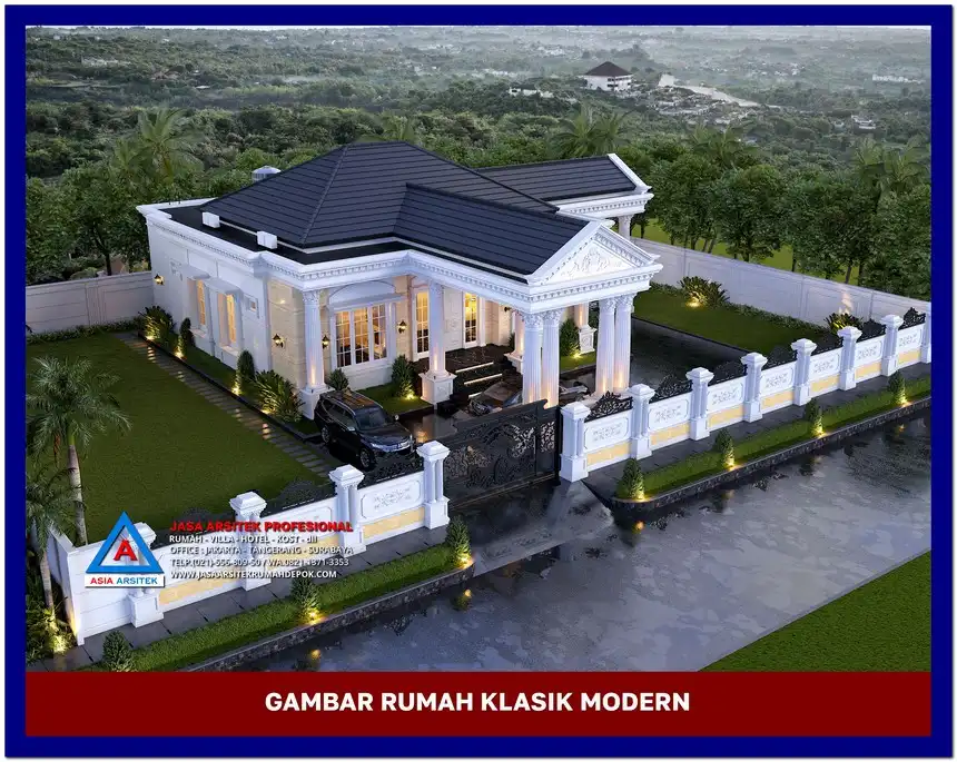 tampak atas Gambar Rumah Klasik Modern 1 Lantai di lahan 22x26 meter, gambar rumah klasik, desain rumah klasik, model rumah klasik, rumah klasik elegan, inspirasi rumah klasik, contoh rumah klasik