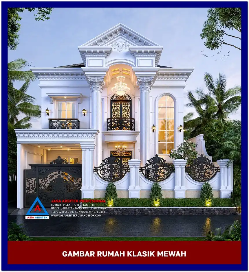 fasad depan Gambar Rumah Klasik Modern 2 Lantai di lahan 13x25 meter, gambar rumah klasik, desain rumah klasik, model rumah klasik, rumah klasik elegan, inspirasi rumah klasik, contoh rumah klasik
