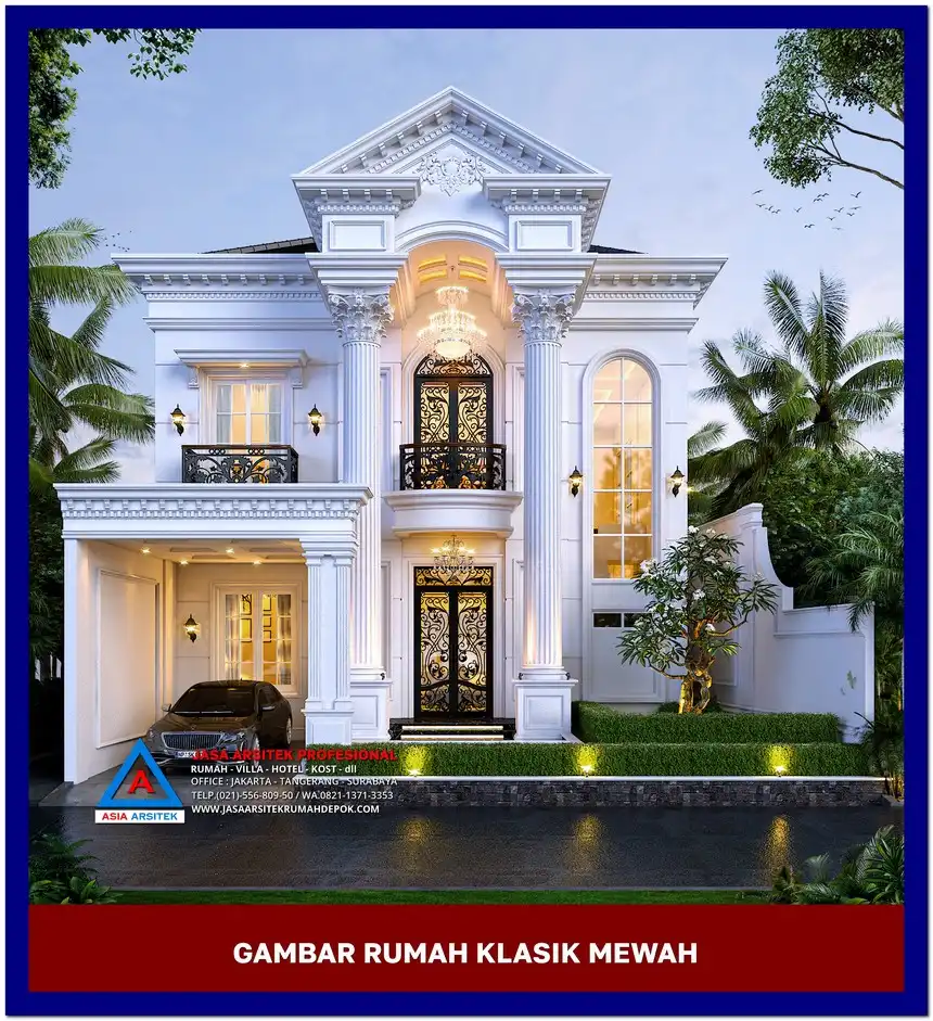 view depan Gambar Rumah Klasik Modern 2 Lantai di lahan 13x25 meter, gambar rumah klasik, desain rumah klasik, model rumah klasik, rumah klasik elegan, inspirasi rumah klasik, contoh rumah klasik