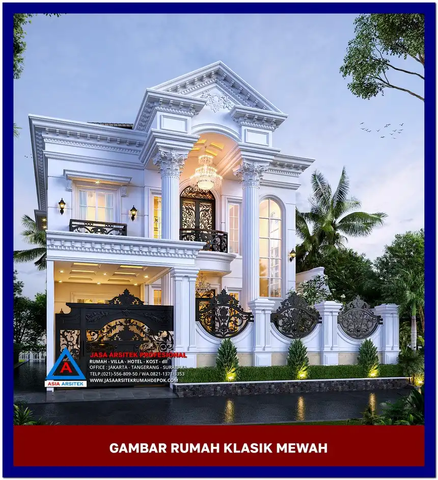 fasad Gambar Rumah Klasik Modern 2 Lantai di lahan 13x25 meter, gambar rumah klasik, desain rumah klasik, model rumah klasik, rumah klasik elegan, inspirasi rumah klasik, contoh rumah klasik