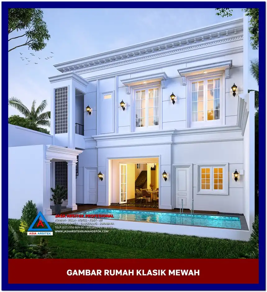 tampak belakang Gambar Rumah Klasik Modern 2 Lantai di lahan 13x25 meter, gambar rumah klasik, desain rumah klasik, model rumah klasik, rumah klasik elegan, inspirasi rumah klasik, contoh rumah klasik