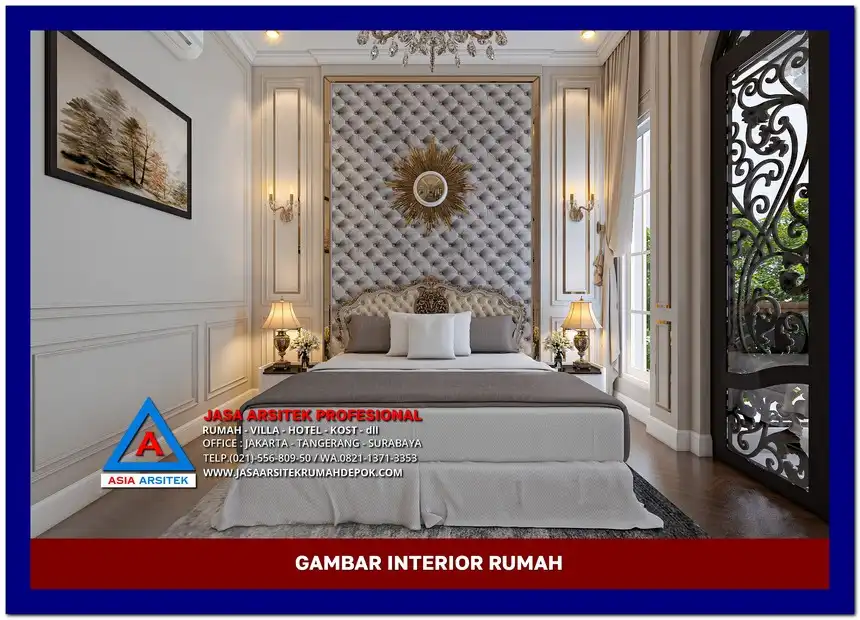 kamar tidur utama Gambar Rumah Klasik Modern 2 Lantai di lahan 13x25 meter, gambar rumah klasik, desain rumah klasik, model rumah klasik, rumah klasik elegan, inspirasi rumah klasik, contoh rumah klasik