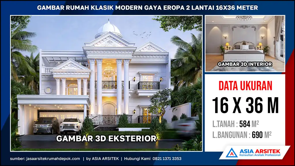 hd Gambar Rumah Klasik Modern Gaya Eropa 2 Lantai 16x36 meter, gambar rumah klasik, desain rumah klasik, model rumah klasik, rumah klasik elegan, inspirasi rumah klasik, contoh rumah klasik