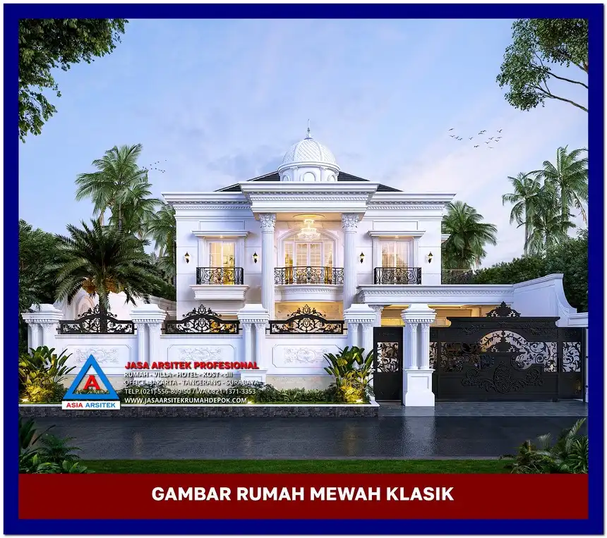 tampak depan Gambar Rumah Mewah 2 Lantai Terbaik di lahan 19x63 meter, gambar rumah mewah, desain rumah mewah, arsitektur rumah mewah, rumah mewah modern