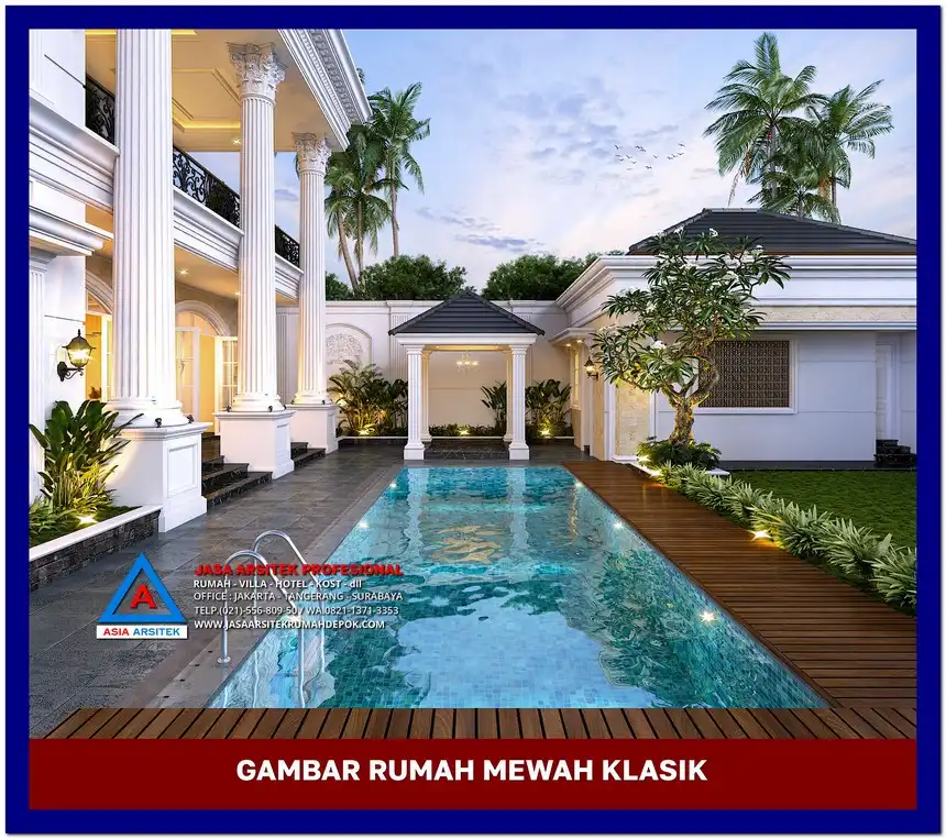 kolam renang Gambar Rumah Mewah 2 Lantai Terbaik di lahan 19x63 meter, gambar rumah mewah, desain rumah mewah, arsitektur rumah mewah, rumah mewah modern