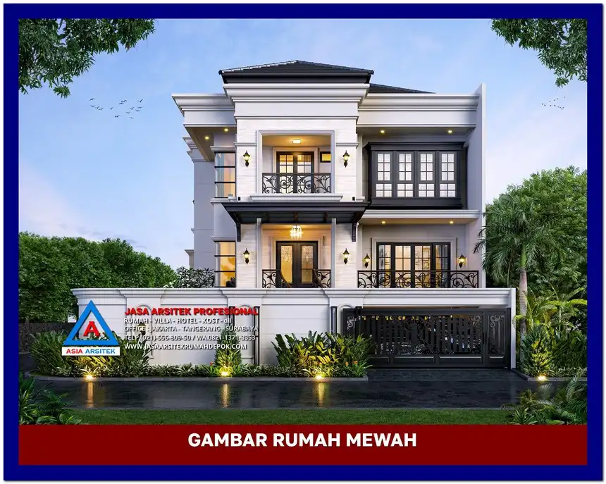 tampak depan Gambar Rumah Mewah 3 Lantai di lahan 16x25 meter, gambar rumah mewah, desain rumah mewah, arsitektur rumah mewah, rumah mewah modern