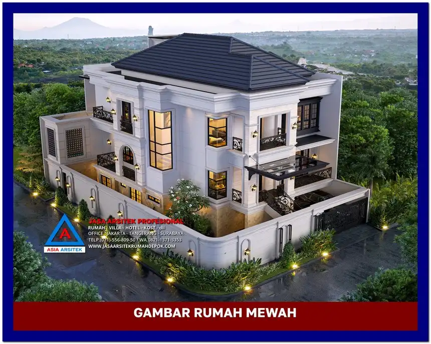 tampak atas Gambar Rumah Mewah 3 Lantai di lahan 16x25 meter, gambar rumah mewah, desain rumah mewah, arsitektur rumah mewah, rumah mewah modern