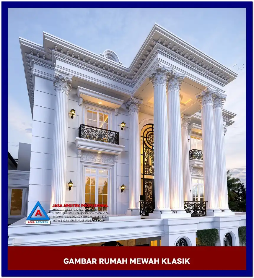 pilar rumah klasik Gambar Rumah Mewah Klasik 3 Lantai di lahan 28x24 meter, gambar rumah mewah, desain rumah mewah, arsitektur rumah mewah, rumah mewah modern