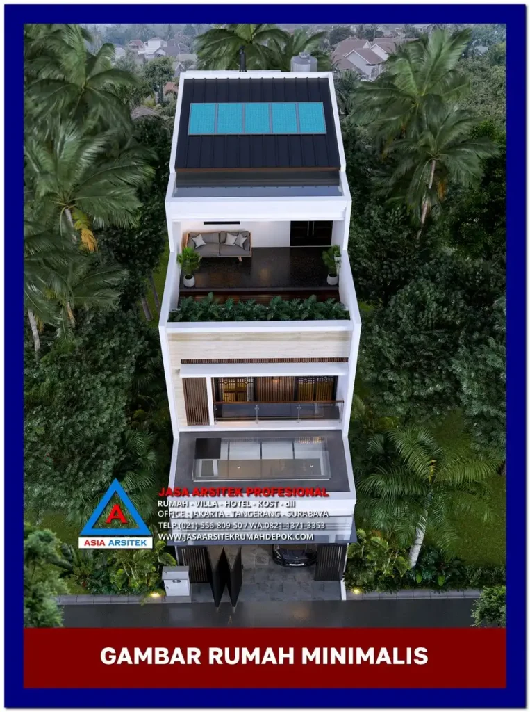 tampak atas Gambar Rumah Minimalis 3 Lantai di Lahan 6x16 meter, rumah minimalis, gambar rumah minimalis, desain rumah minimalis