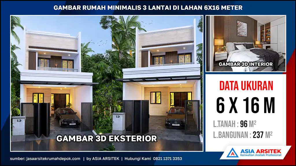 hd Gambar Rumah Minimalis 3 Lantai di Lahan 6x16 meter, rumah minimalis, gambar rumah minimalis, desain rumah minimalis