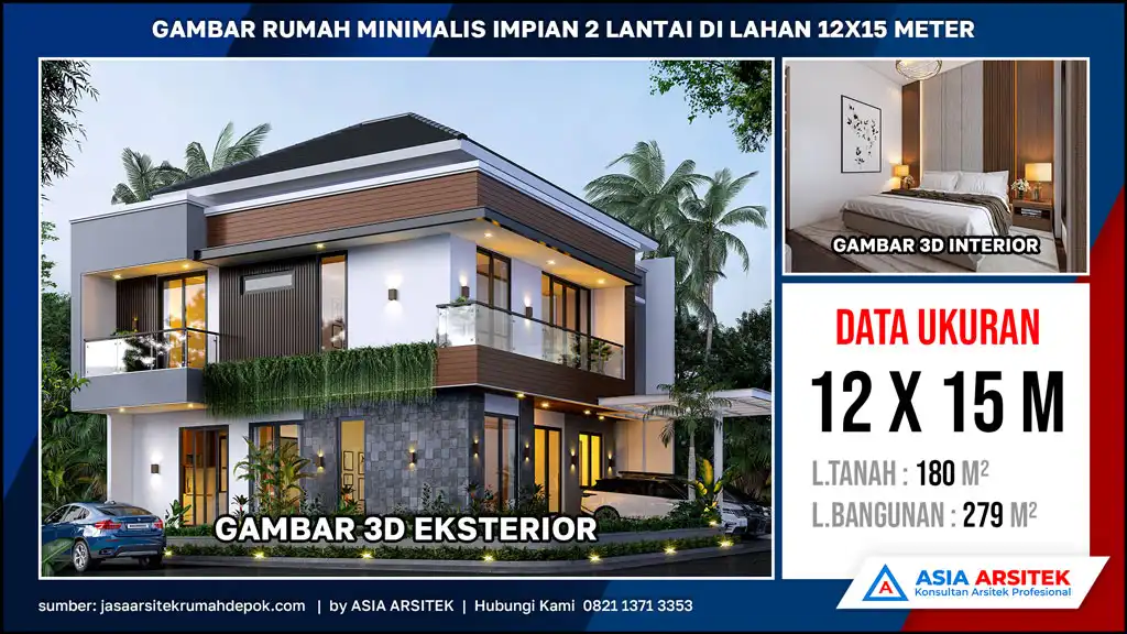 hd Gambar Rumah Minimalis Impian 2 Lantai di Lahan 12x15 meter, rumah minimalis, gambar rumah minimalis, desain rumah minimalis