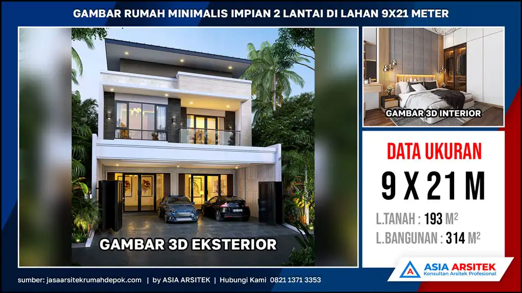 hd Gambar Rumah Minimalis Impian 2 Lantai di Lahan 9x21 meter, rumah minimalis, gambar rumah minimalis, desain rumah minimalis