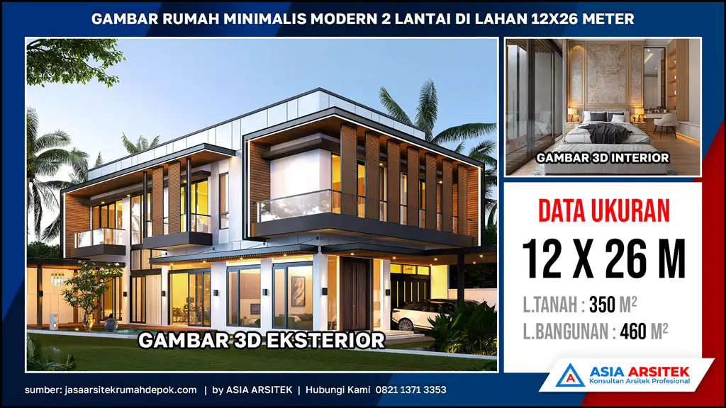 hd Gambar Rumah Minimalis Modern 2 Lantai di Lahan 12x26 meter, rumah minimalis, gambar rumah minimalis, desain rumah minimalis