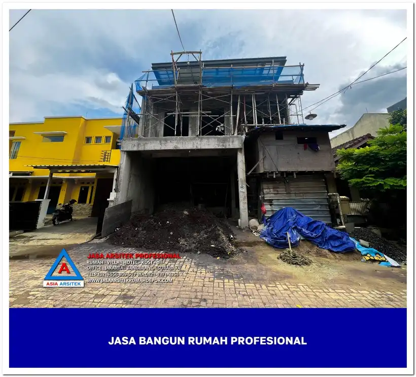 tampak depan bangunan Jasa Bangun Rumah Bergaransi Di Depok, jasa arsitek rumah, biaya bangun rumah per meter, jasa bangun rumah per meter, kontraktor bangun rumah, jasa bangun rumah borongan, harga bangun rumah per meter