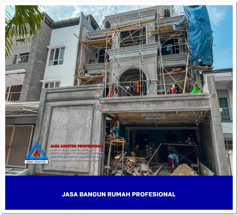 tampak depan bangunan Jasa Bangun Rumah Depok Full Renovasi Dan Pembangunan Baru, jasa arsitek rumah, biaya bangun rumah per meter, jasa bangun rumah per meter, kontraktor bangun rumah, jasa bangun rumah borongan, harga bangun rumah per meter