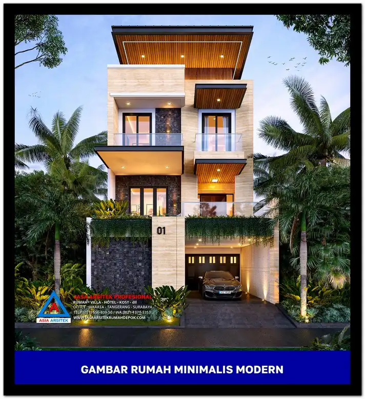 view depan Gambar Rumah Minimalis Modern 3 Lantai di Lahan 8x18 meter, rumah minimalis, gambar rumah minimalis, desain rumah minimalis