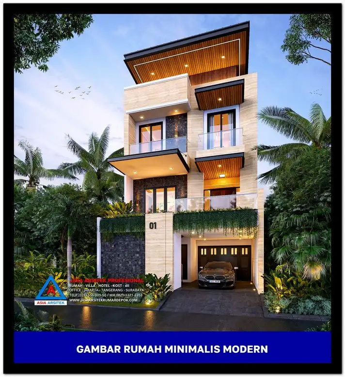 fasad Gambar Rumah Minimalis Modern 3 Lantai di Lahan 8x18 meter, rumah minimalis, gambar rumah minimalis, desain rumah minimalis