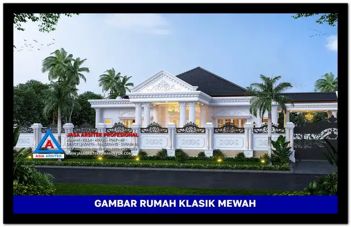 fasad rumah Gambar Rumah Klasik 1 Lantai 38x74 meter, gambar rumah klasik, desain rumah klasik, model rumah klasik, rumah klasik elegan, inspirasi rumah klasik, contoh rumah klasik