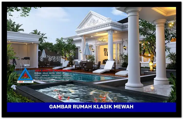 tampak belakang Gambar Rumah Klasik 1 Lantai 38x74 meter, gambar rumah klasik, desain rumah klasik, model rumah klasik, rumah klasik elegan, inspirasi rumah klasik, contoh rumah klasik
