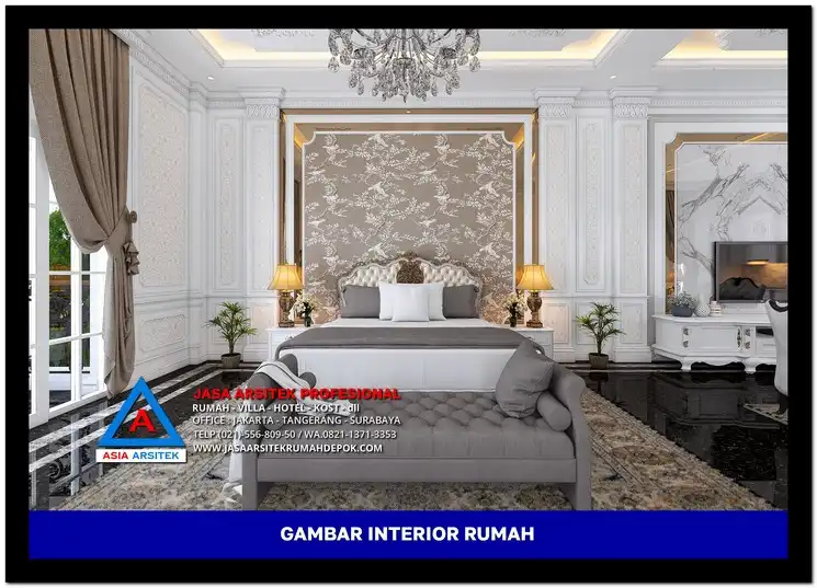 kamar tidur utama Gambar Rumah Mewah Klasik 2 Lantai Luas 877 m2, gambar rumah mewah, desain rumah mewah, arsitektur rumah mewah, rumah mewah modern